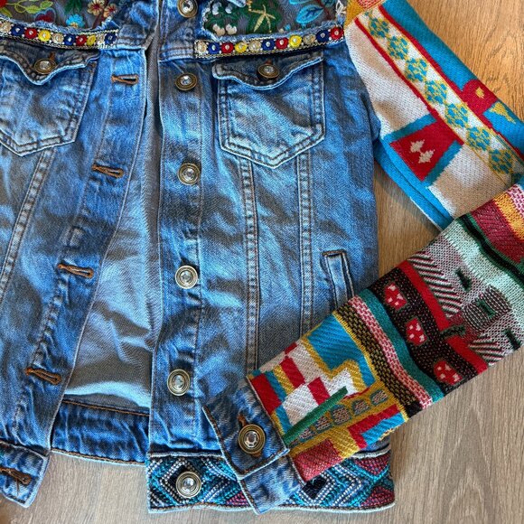 Desigual Embroidered Denim Jacket - Size S - Picture 4 of 6